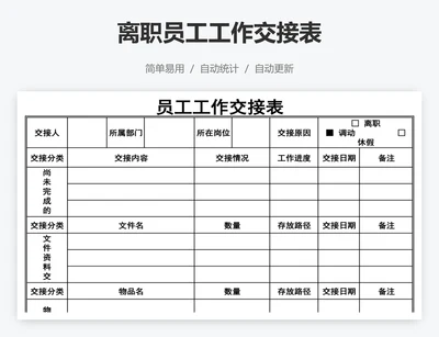 离职员工工作交接表