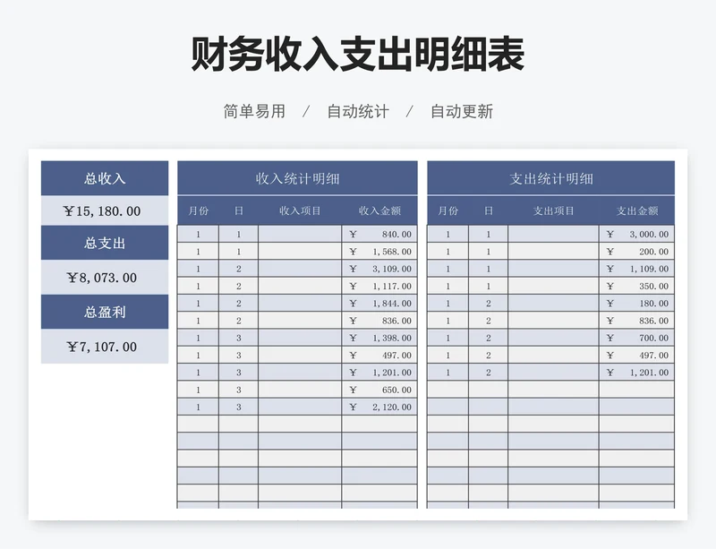 财务收入支出明细表