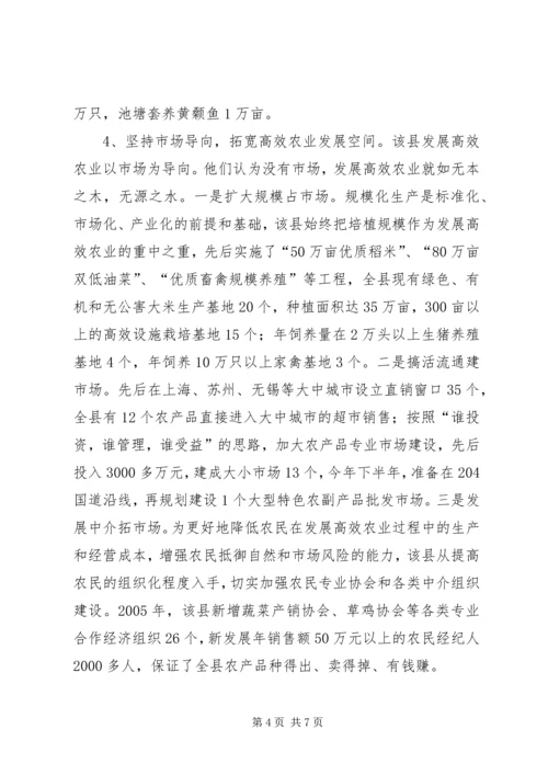 关于XX县区发展高效农业的调查与思考.docx