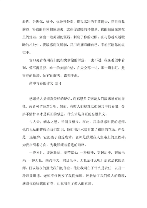 高中青春的作文锦集9篇 2