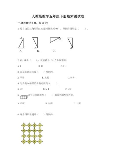 人教版数学五年级下册期末测试卷及完整答案（夺冠）.docx
