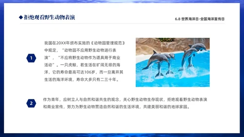 深蓝色简约68世界海洋日全国海洋宣传日PPT