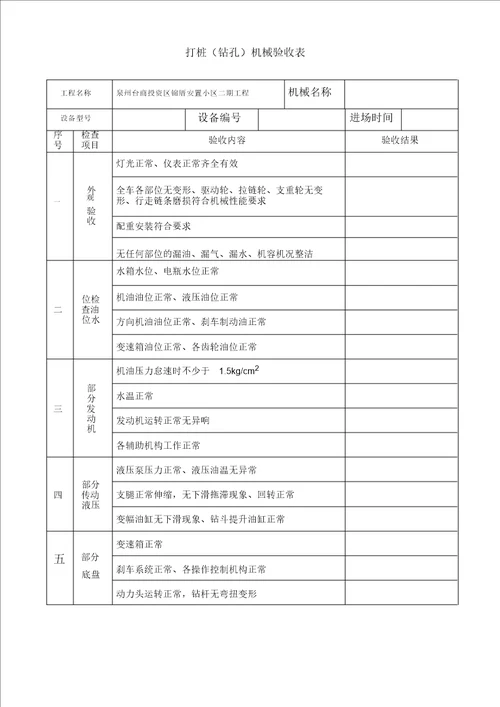 旋挖钻机4验收表