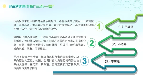 诈骗警示教育清新展板防范电信诈骗知识普及PPT