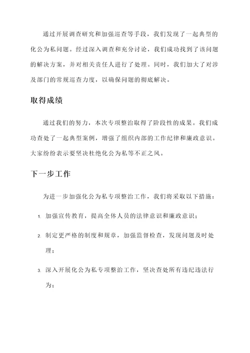 化公为私专项整治工作汇报