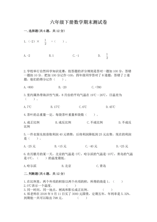 六年级下册数学期末测试卷（精练）.docx