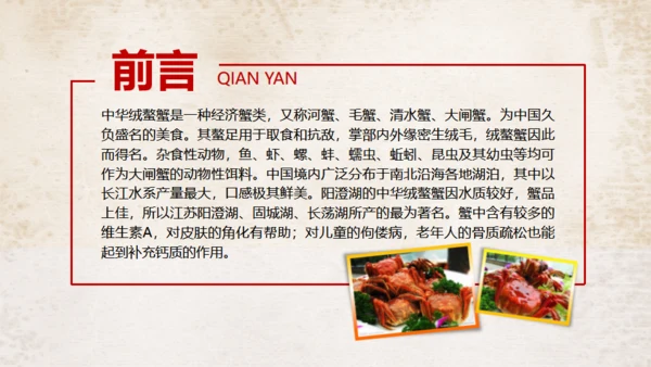 中国风大闸蟹养殖美食餐饮宣传通用PPT模板