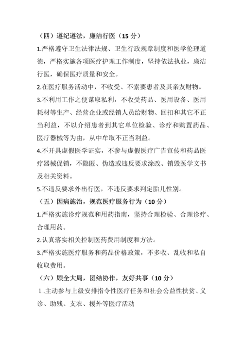 医德医风考评核心制度及考评实施新版细则.docx