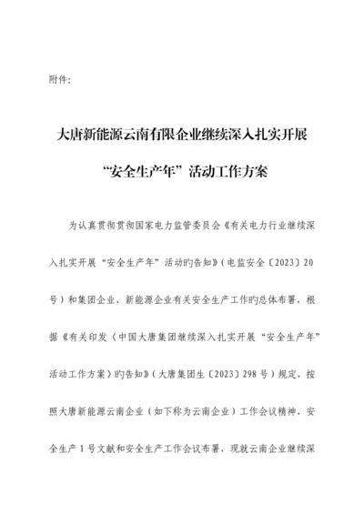 大唐新能源云南有限公司继续深入扎实开展安全生产年活动工作方案.docx