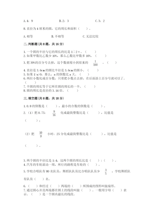 人教版六年级上册数学期末测试卷完美版.docx