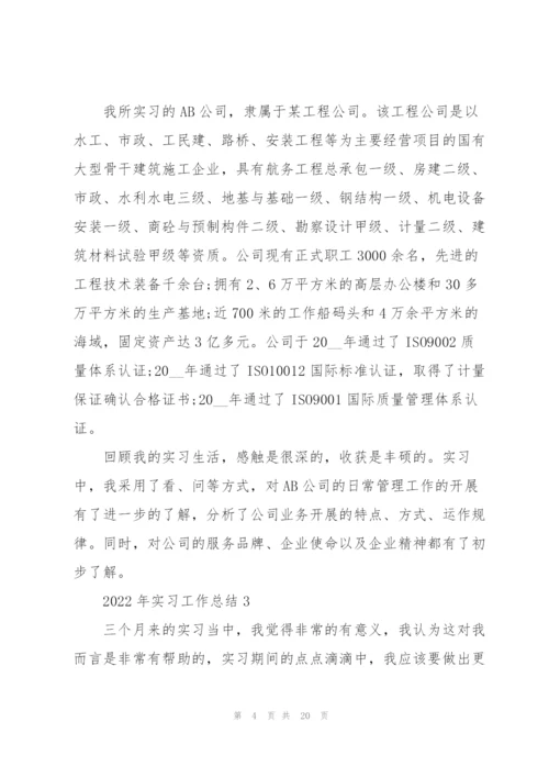 2022年实习工作总结10篇.docx
