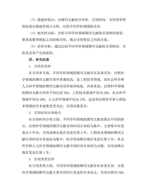 不同学科领域期刊文献的引用特征分析
