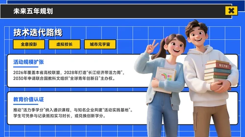 蓝黄色潮流风活力校园季：新学年活动安排与创意策划PPT模板