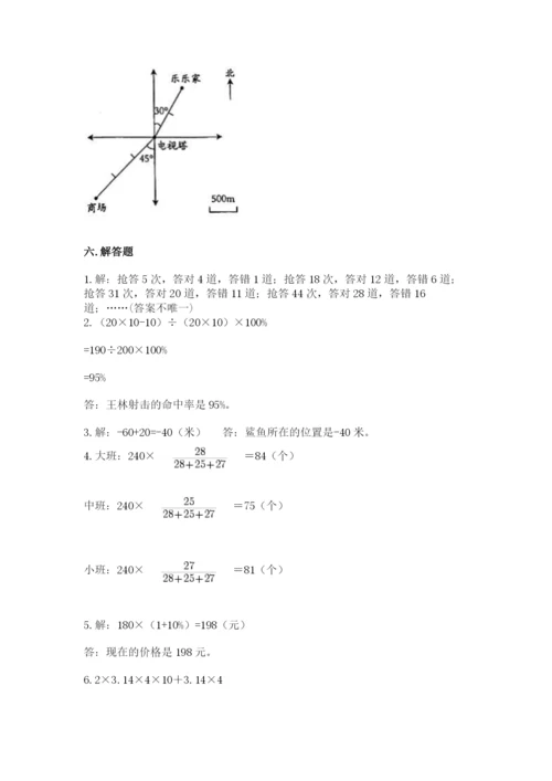 六年级下册数学期末测试卷及参考答案（完整版）.docx