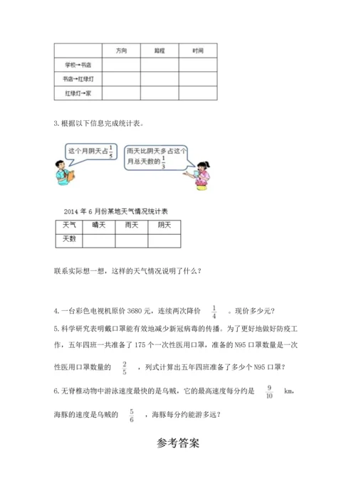 人教版六年级上册数学 期中测试卷附参考答案【夺分金卷】.docx