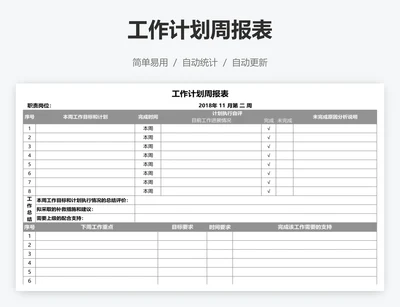 工作计划周报表