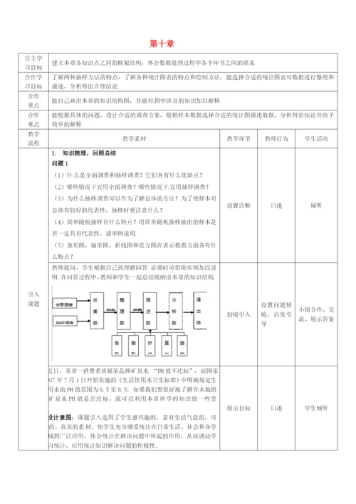 第7套人教初中数学七下-《第十章-数据的收集整理与描述》小结与复习教学设计-.docx