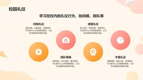 橙色卡通风小学生文明礼仪教育培训课件PPT模板