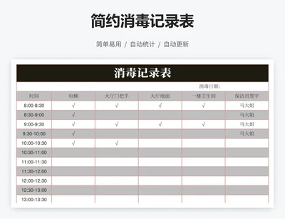 简约消毒记录表