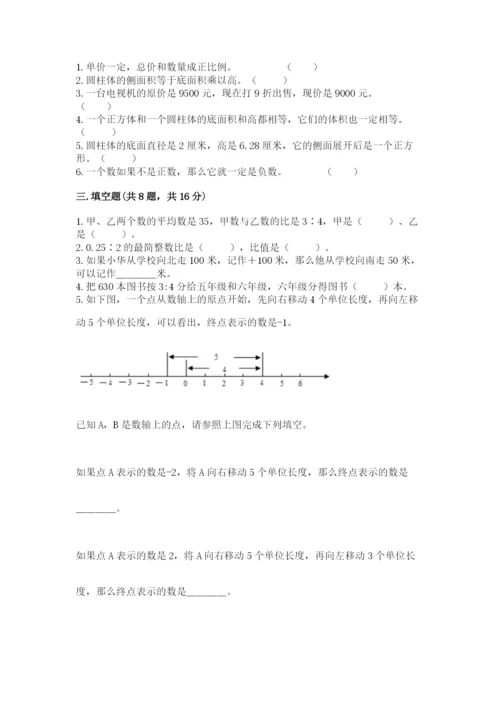 昌邑市六年级下册数学期末测试卷及一套完整答案.docx