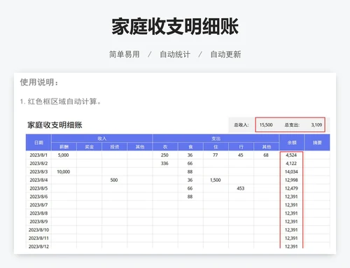 家庭收支明细账