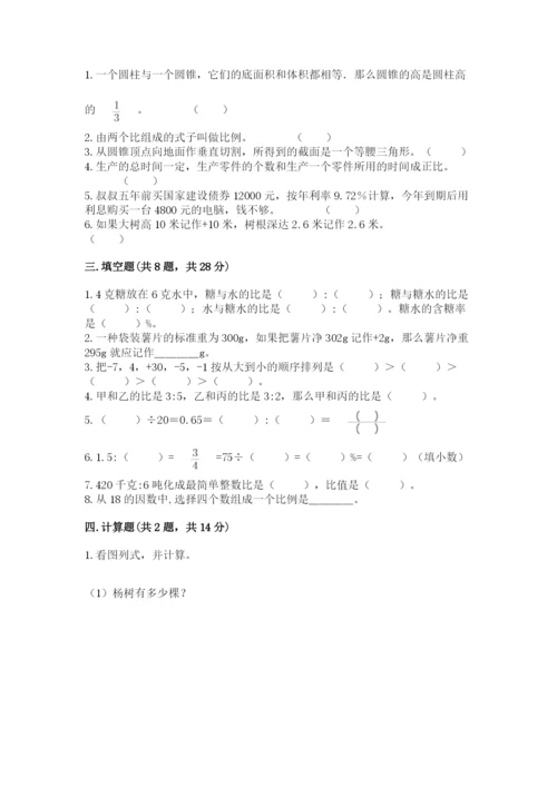 甘谷县六年级下册数学期末测试卷精品加答案.docx