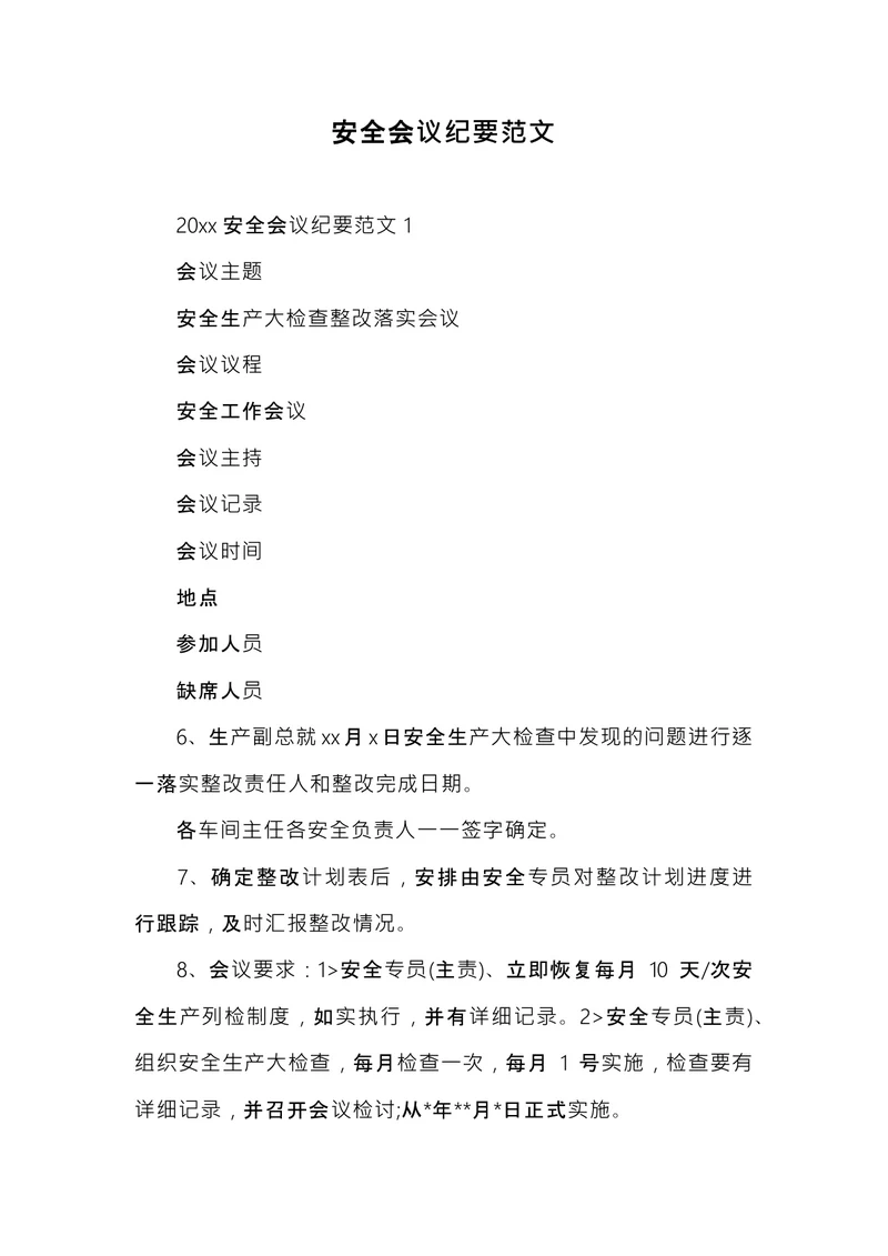 安全会议纪要