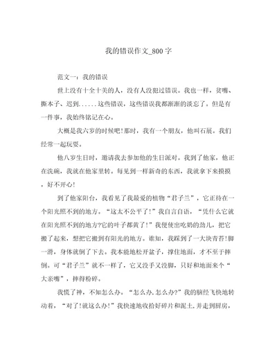 我的错误作文800字