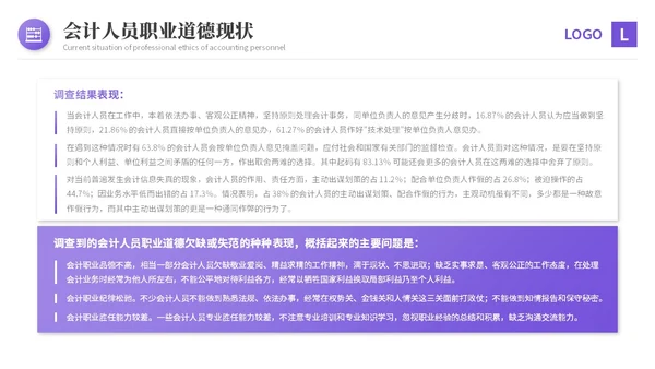 紫色渐变商务风会计职业道德财务基础知识培训PPT课件