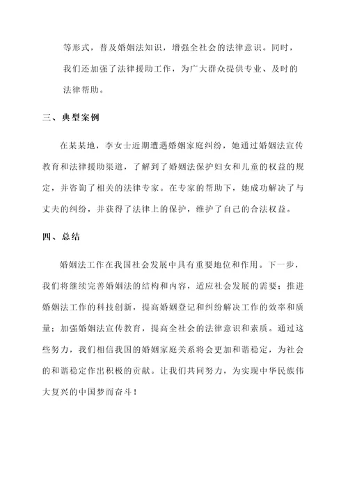 婚姻法工作进展情况汇报