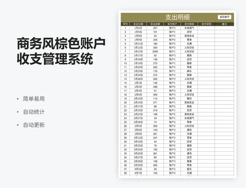 商务风棕色账户收支管理系统