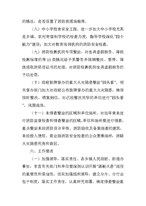 市清除火灾隐患方案