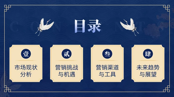 蓝色中国风传统工艺营销策划PPT模板