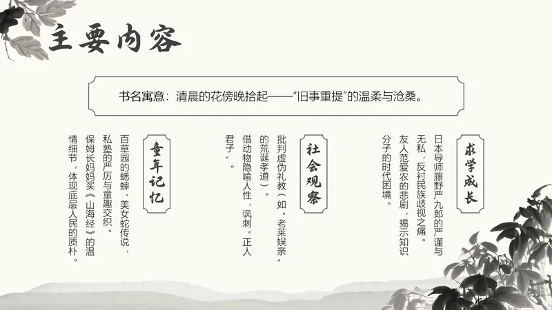 白色中国风《朝花夕拾》读书分享