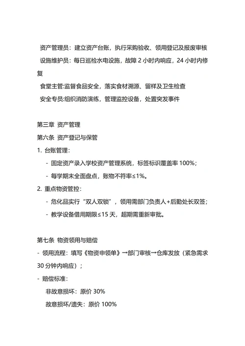通用学校后勤管理制度