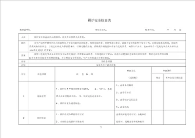 锅炉安全检查表格范例