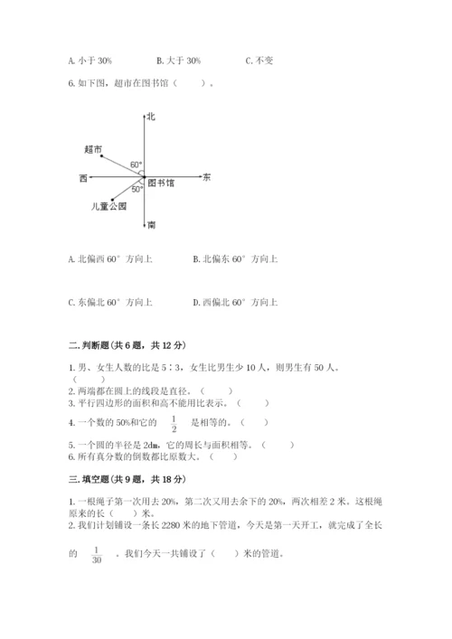 小学数学六年级上册期末测试卷（考点梳理）word版.docx