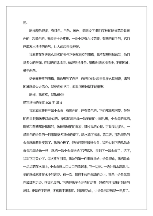 描写状物的作文400字