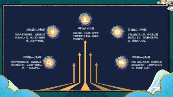 国潮鎏金插画风牛年贺岁PPT模板