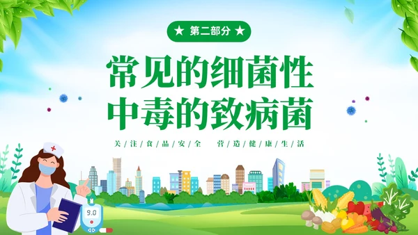 绿色清新展板风夏季食品安全健康指南PPT夏季安全