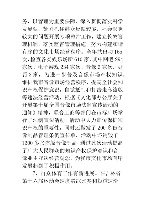 文体局工作总结及明年思路