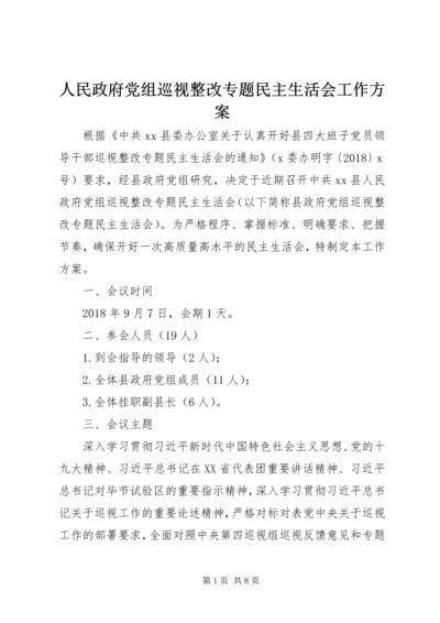 人民政府党组巡视整改专题民主生活会工作方案.docx