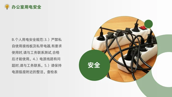 绿色简约商务办公室用电安全PPT