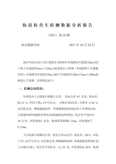 林东线路车间10月18、19日上、下行轨检车分析报告共23页