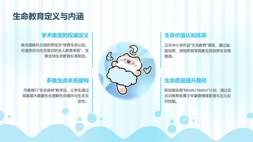 卜卜猫蓝色卡通风生命教育通用模版