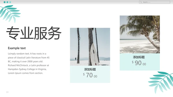 清爽度假日海滩冲浪旅行旅游宣传PPT模板