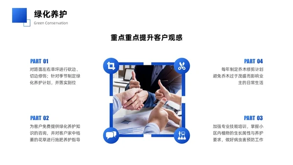蓝色简约商务实拍风物业管理品质提升策划书PPT模版员工培训