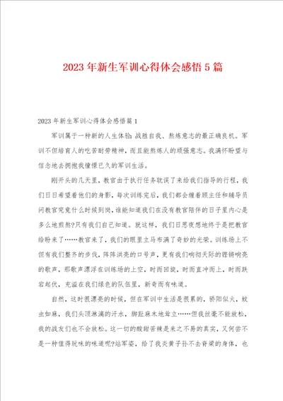 2023年新生军训心得体会感悟5篇