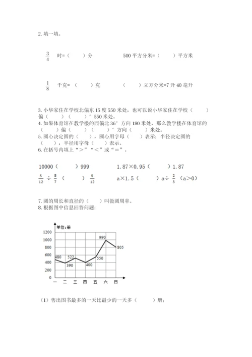 2022六年级上册数学期末考试试卷【中心小学】.docx