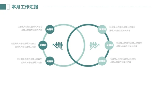 绿色系简约划船大自然前进励志文字月度工作总结PPT模板